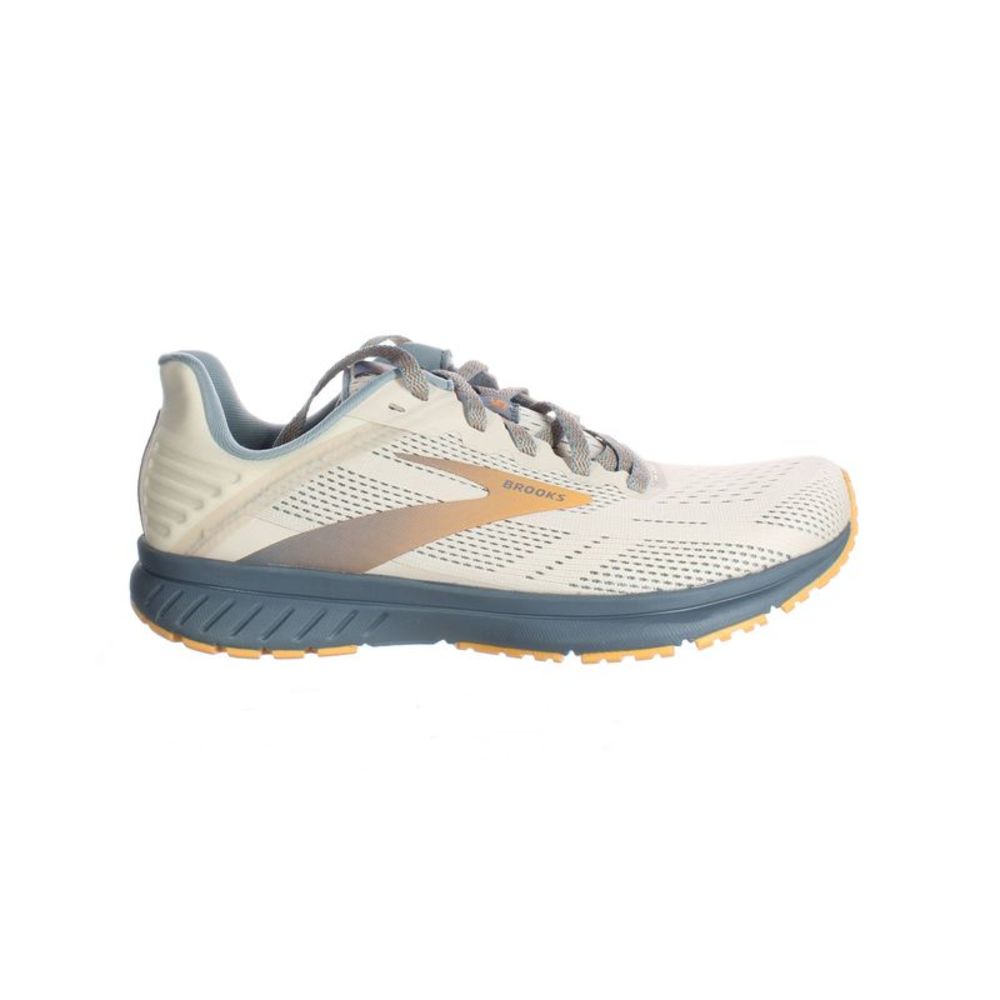 Brooks Women's Running Shoe in Cream, Blue, and Yellow
